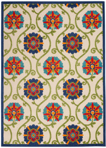 Nourison Aloha ALH19 Blue/Multicolor Area Rug  Multicolored