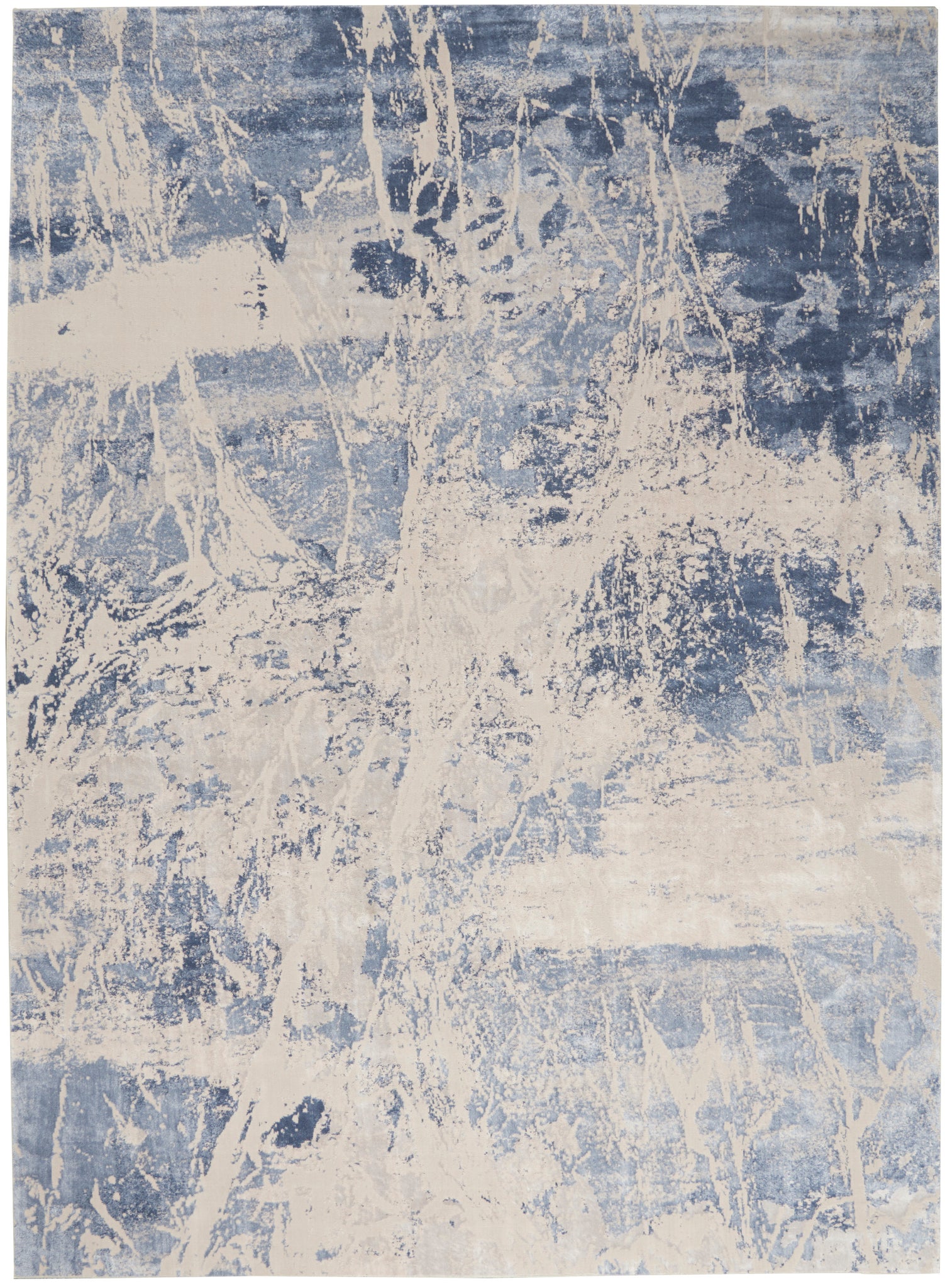 Nourison Silky Textures SLY02 Blue/Cream Area Rug  Blue