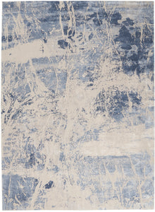 Nourison Silky Textures SLY02 Blue/Cream Area Rug  Blue