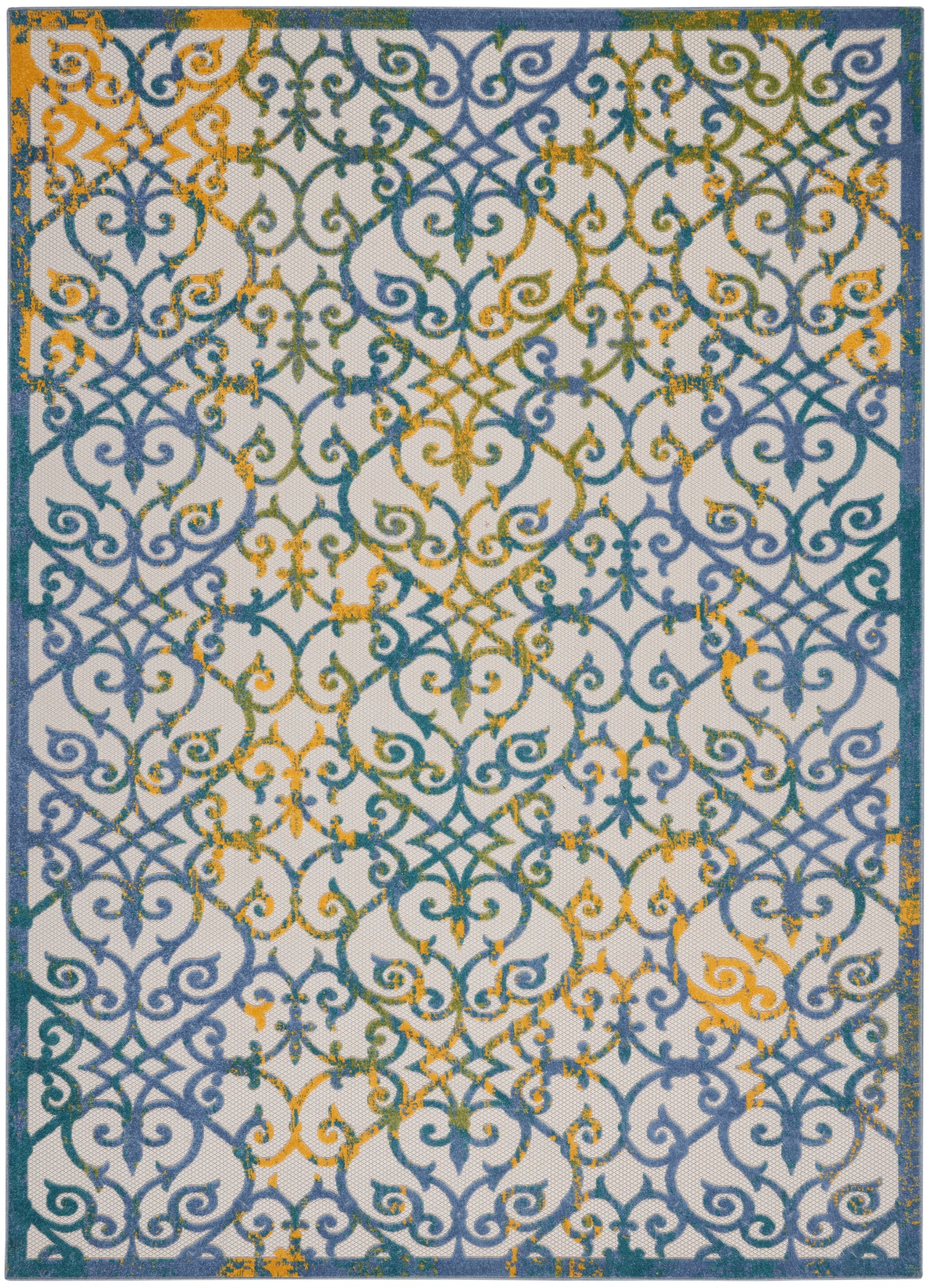 Nourison Aloha ALH21 Ivory Blue Area Rug  Blue