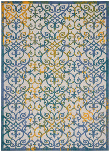 Nourison Aloha ALH21 Ivory Blue Area Rug  Blue