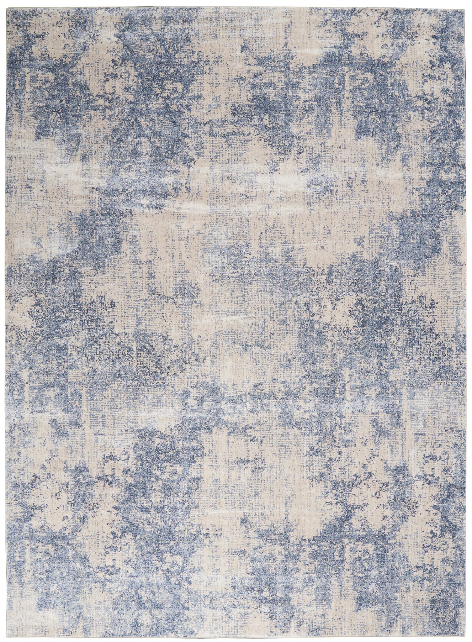 Nourison Silky Textures SLY01 Ivory/Blue Area Rug  Blue