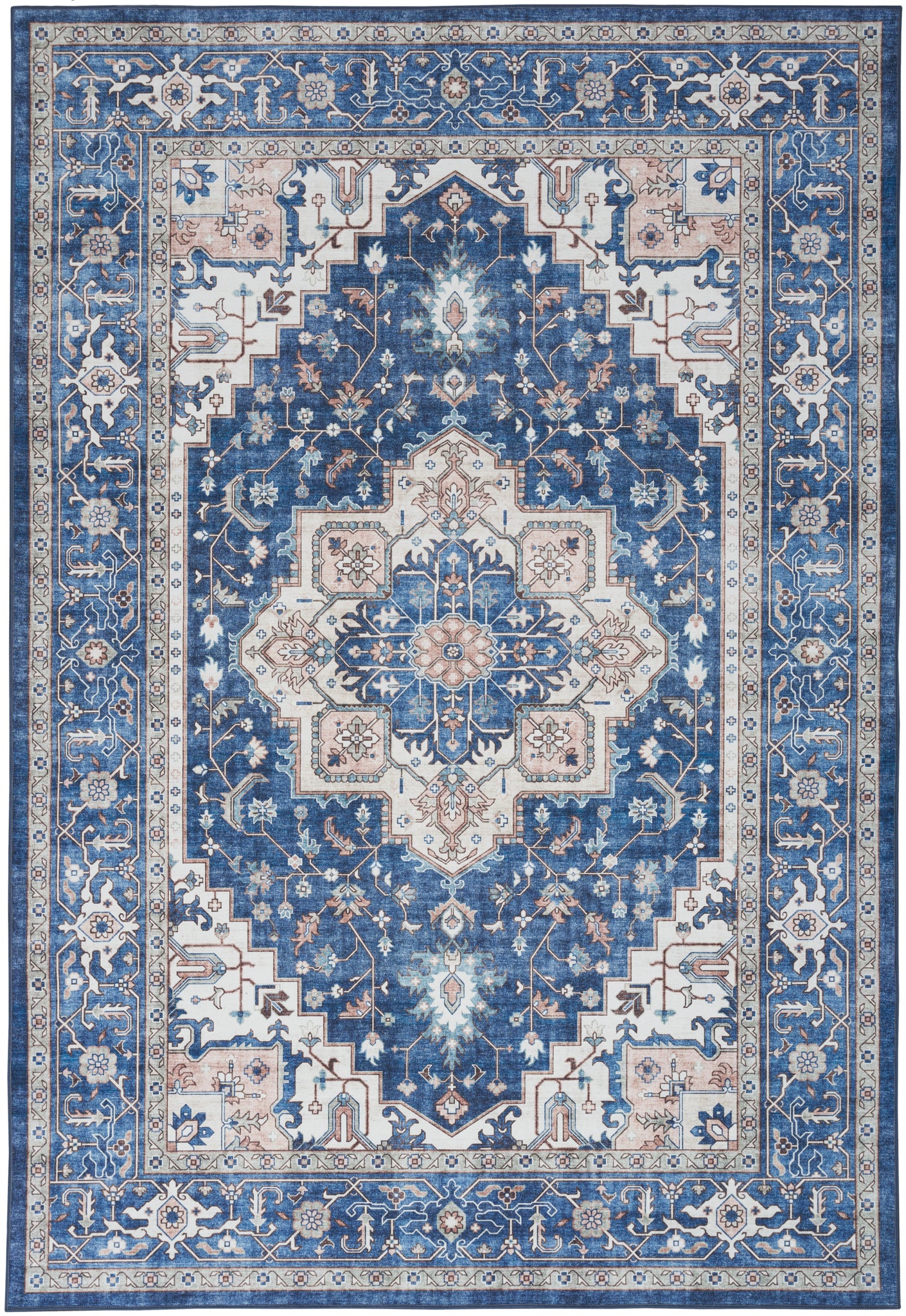 Nourison Fulton FUL10 Navy/Ivory Area Rug  Blue