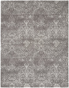 Nourison Damask DAS06 Dark Grey Area Rug  Grey