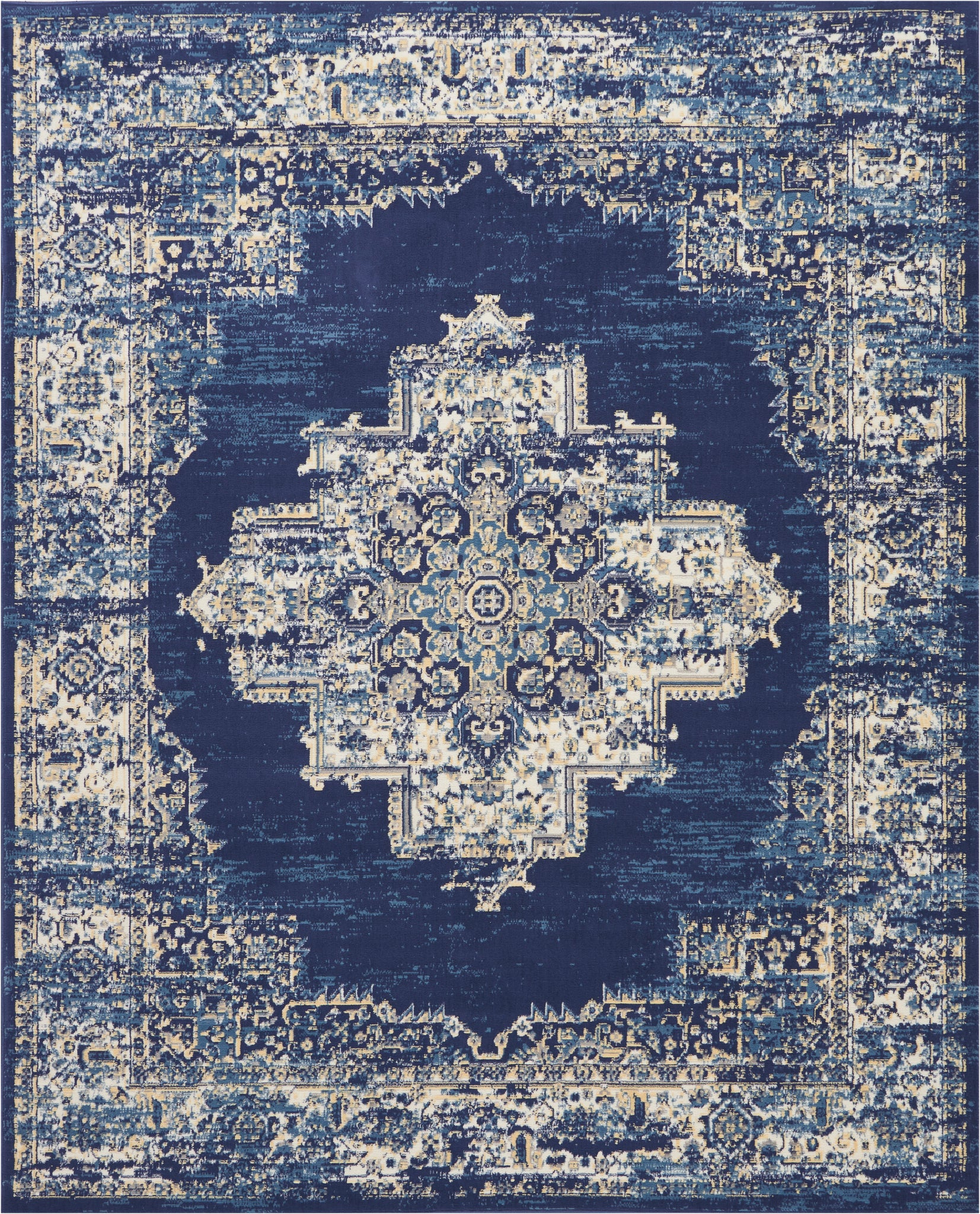 Nourison Grafix GRF14 Navy Blue Area Rug  Blue