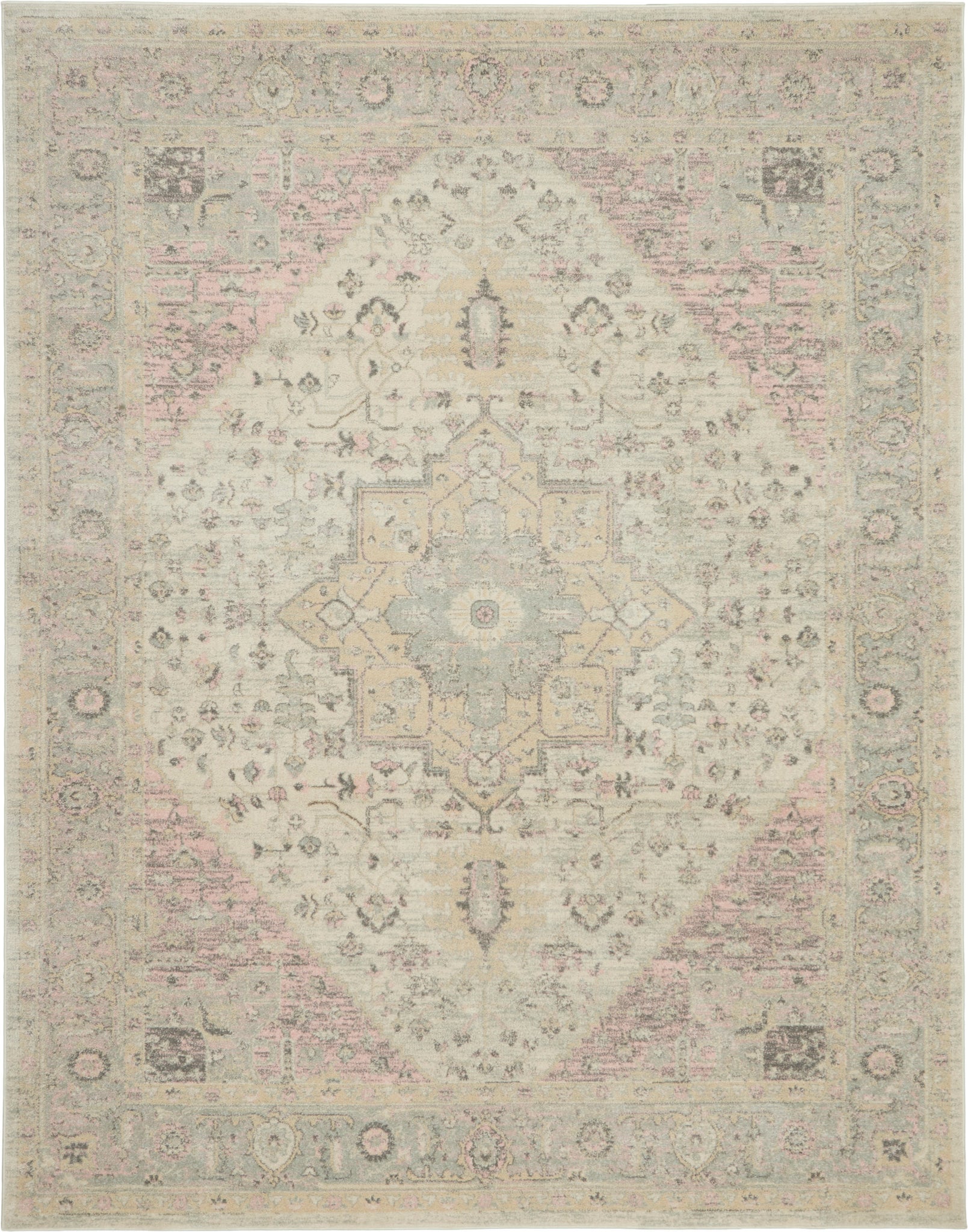 Nourison Tranquil TRA06 Ivory/Pink Area Rug  Cream / Ivory