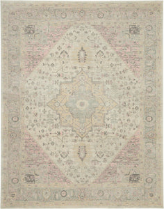 Nourison Tranquil TRA06 Ivory/Pink Area Rug  Cream / Ivory