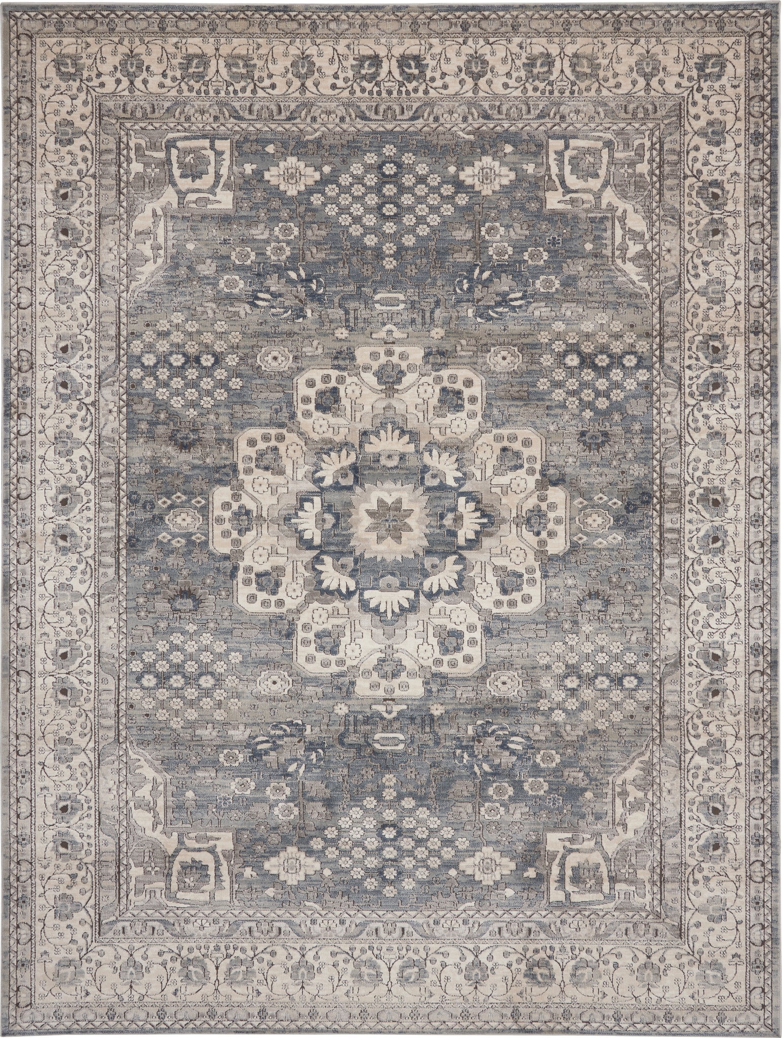 Nourison Quarry QUA07 Grey/Ivory Area Rug  Grey