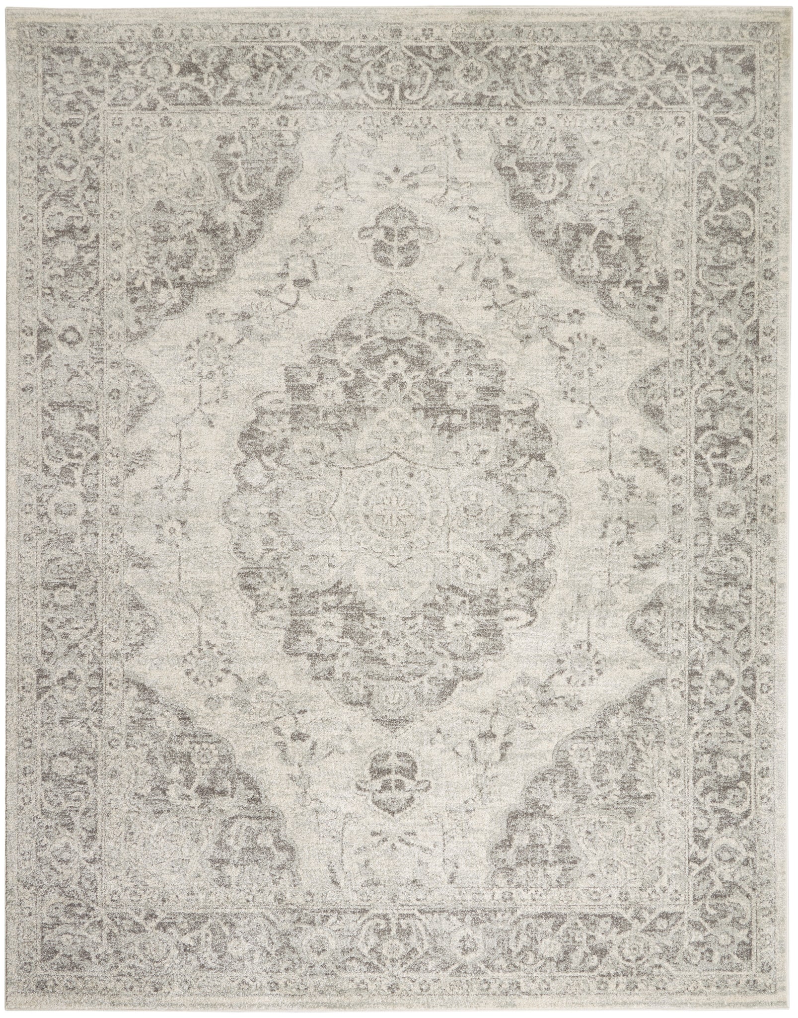 Nourison Tranquil TRA05 Ivory/Grey Area Rug  Grey